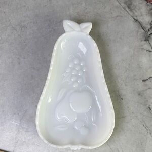 White Milk Glass Pear Dish